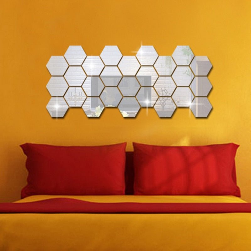 12Pcs DIY 3D Mirror Hexagon Vinyl Removable Wall Sticker Decal Home Decor image 9