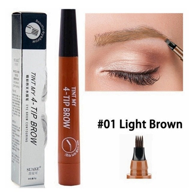 5 Colors Waterproof Eyebrow Tattoo Pencil Cosmetic | Long Lasting Natural Dark Brown Liquid Eye Brow Pencil - 01Light Brown image
