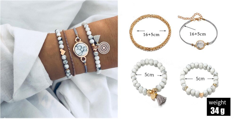 Turtle Heart Pearl Wave LOVE Crystal Marble Charm Bracelets for Women image 42