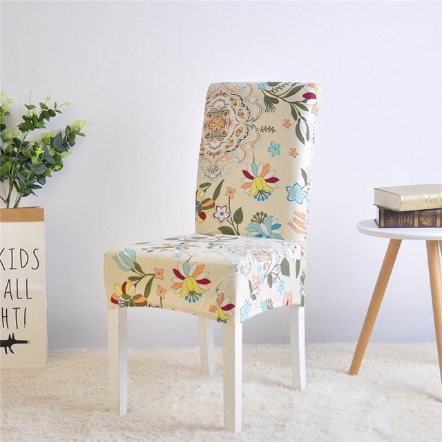 Spandex Desk Chair Seat Slipcovers - Blue Flowers, universal sizes image
