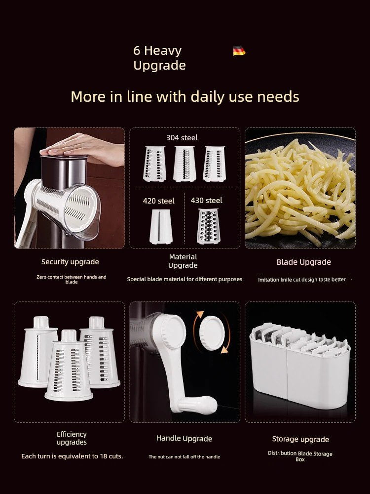 Hand-Cranked Shredded Potatoes Cut Grater Multifunctional Slicer Radish Grater Roller image 2