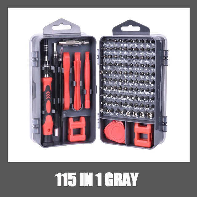 KALAIDUN 112 in 1 Magnetic Screwdriver Bit Torx Multi Mobile Phone Repair Tools Kit - 115 IN 1 GRAY image