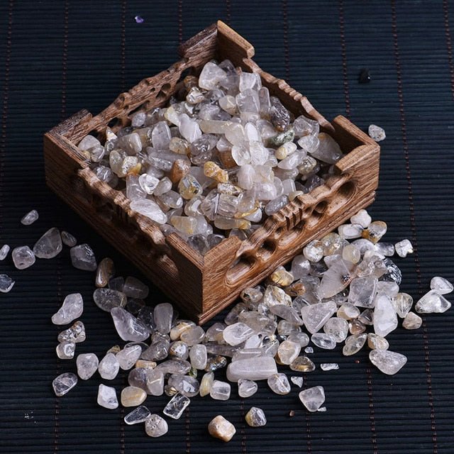 50g Natural Quartz Stones | Crystal mini rock mineral Specimen | Aquarium Stone Home decoration Craft - Rutilated image