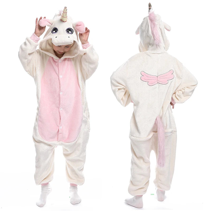 Kigurumi Children‚Äôs Animal Pajamas | Unicorn, Panda, Cat Winter Flannel Pajamas image 38