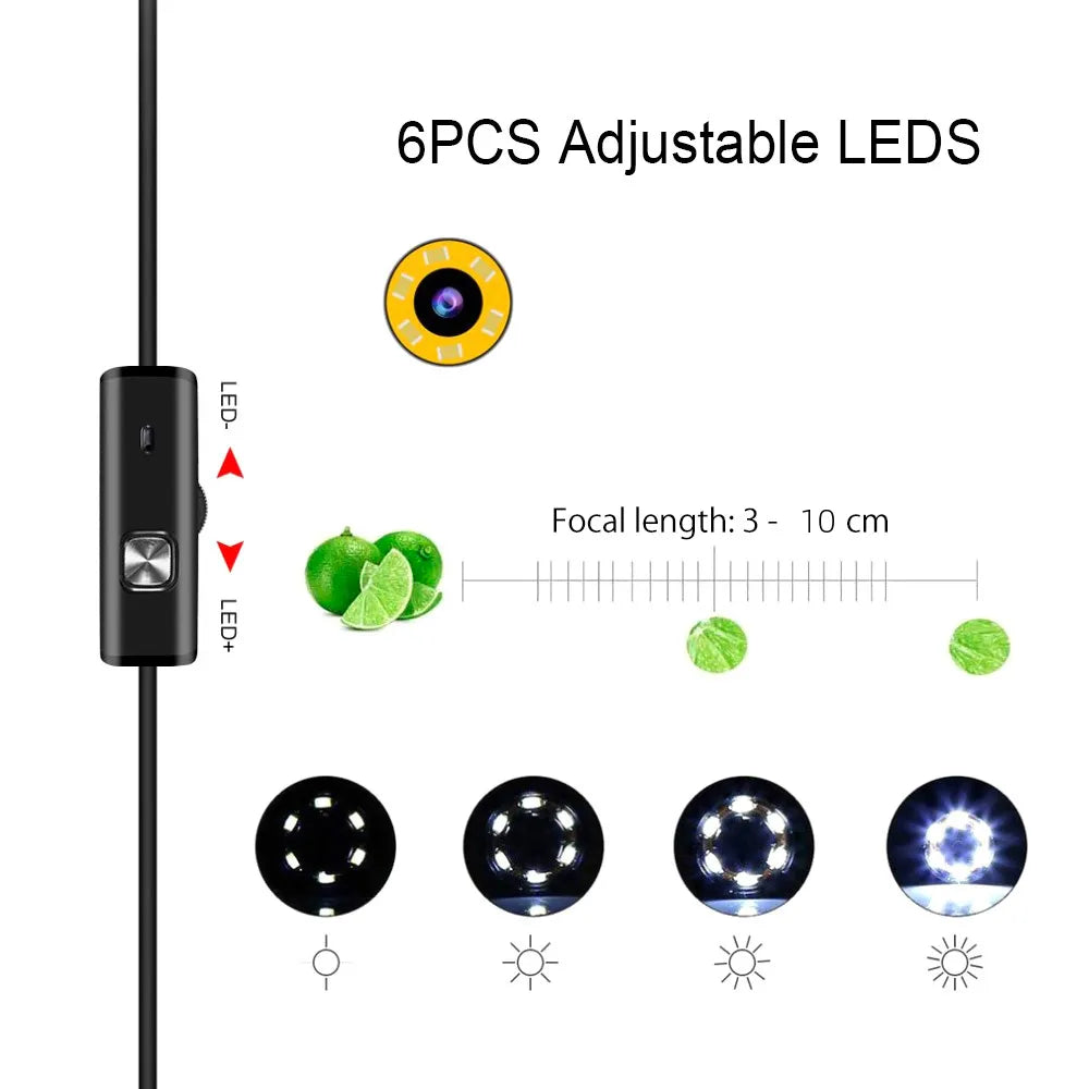 5.5mm Sewer Industrial Endoscope Piping Endoscopy Type C Flexible Snake Mini Camera 3 in 1 Automotive Borescope for Android image 12