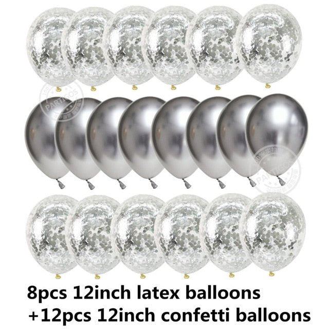 20pcs Confetti Chrome Birthday Party Decors Wedding Decoration New Year Balloon Set image