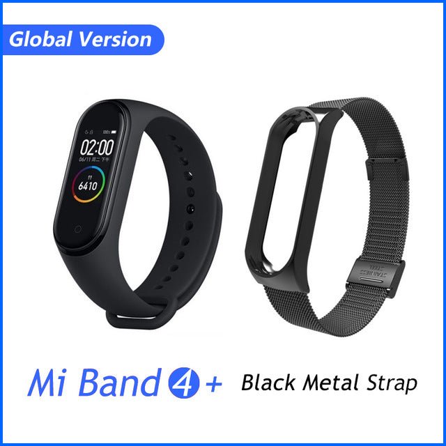Original Xiaomi Wristband Fitness Bracelet Screen Music Control Smartband - GB Black Metal Strap image