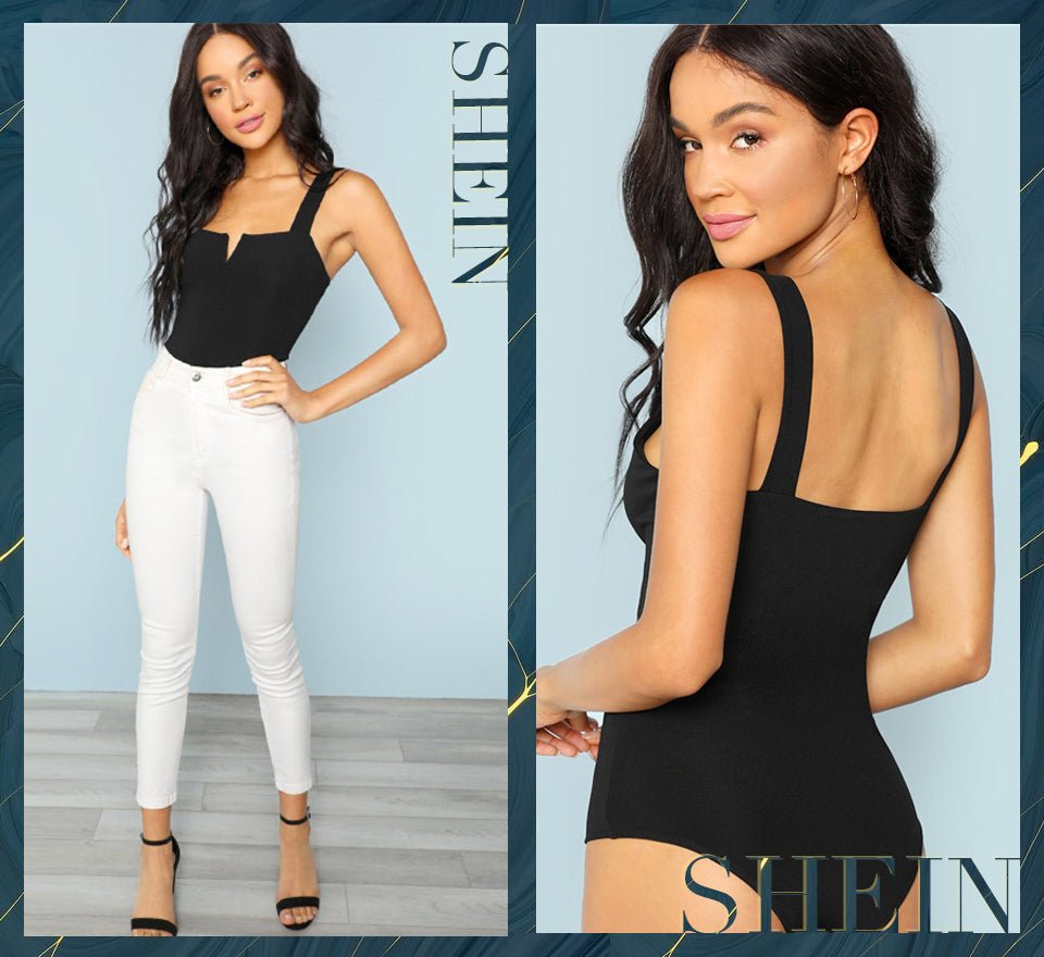 SHEIN V-Cut Stretchy Bodysuit Sexy Straps image 16