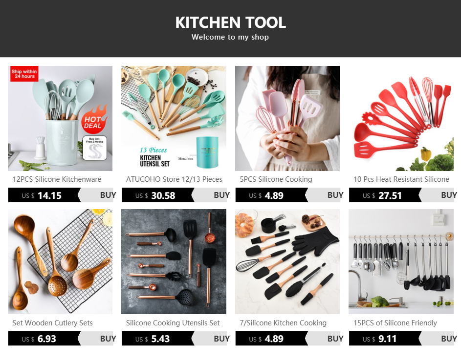 Heat Resistant Non-Stick Silicone Kitchenware Cooking Utensils Set With Storage Box Tools image 15