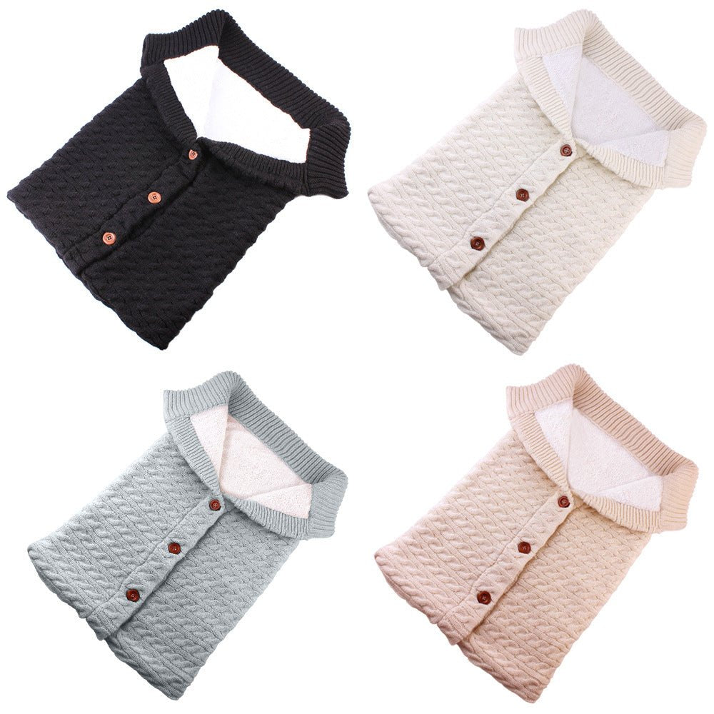 Newborn Baby Winter Warm Sleeping Bag ‚Äì Infant Button Knit Swaddle Wrap & Toddler Blanket Stroller Wrap image 13