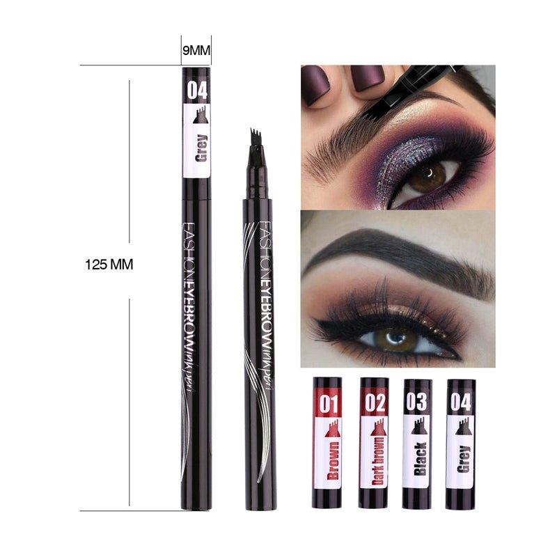 Waterproof Natural Eyebrow Pen Four-claw Eye Brow Tint Makeup three Colors Eyebrow Pencil Brown Black Grey Brush Cosmetics image 2