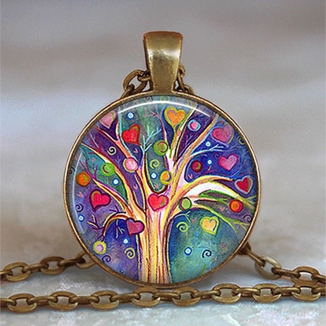 Tree Of Life Glass Cabochon Statement Necklace & Pendant Jewelry - 13 image