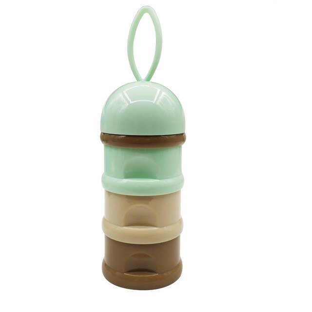 3 layer Frog Style Portable Baby Food Storage Box | Essential Kid's Food Container - Green--No Ear image
