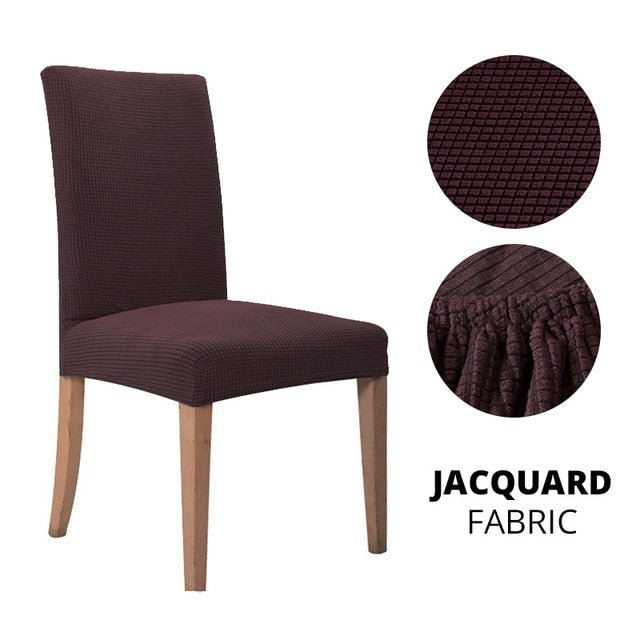 Elegant Jacquard Spandex Dining Chair Cover ‚Äì Stretch Fit for Weddings & Events - Style 1 coffee, 1 pcs image