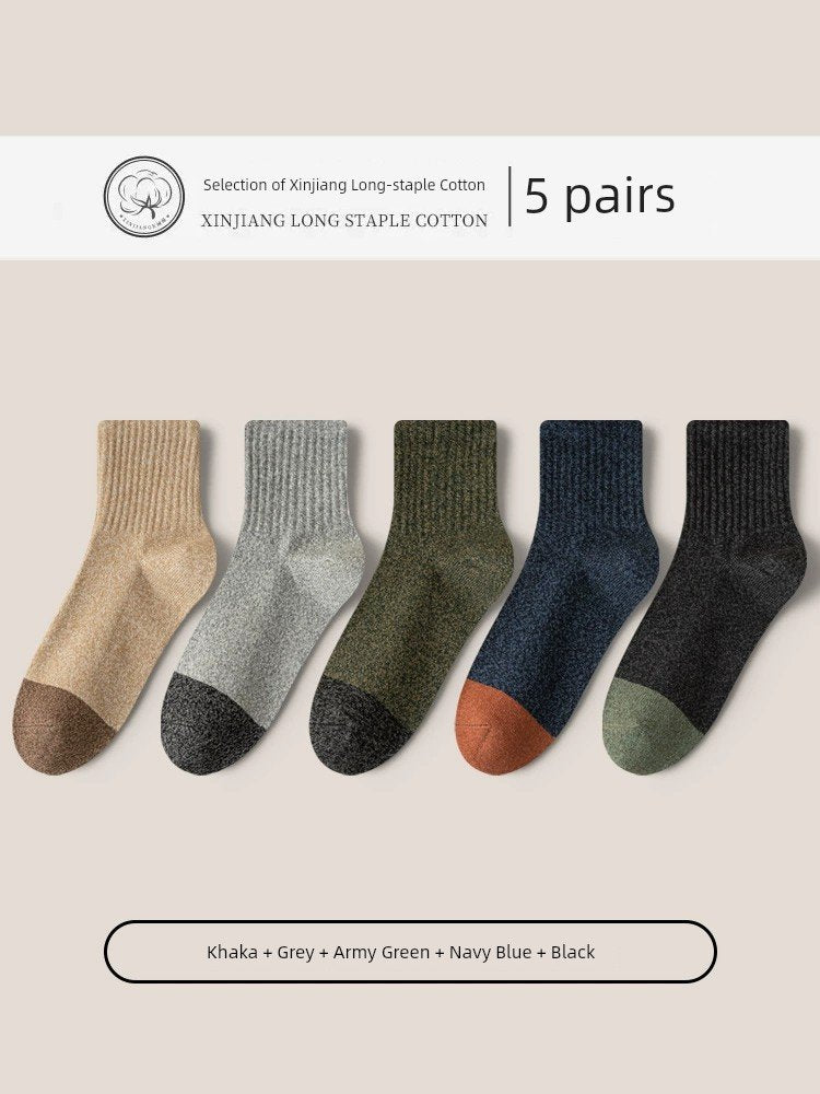 Socks Men's Pure Cotton Sweat Absorbing Breathable Spring, Autumn and Winter Socks image