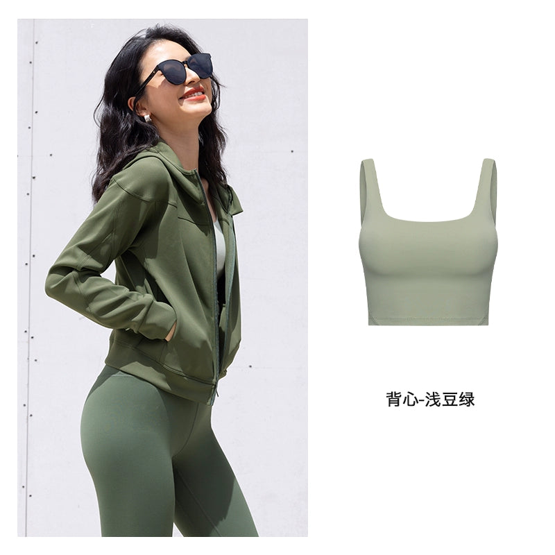 Yoyoplus Slim Fit Loose Long Sleeve Hooded Jacket - Vest Light Bean Green, XS (pants size) image