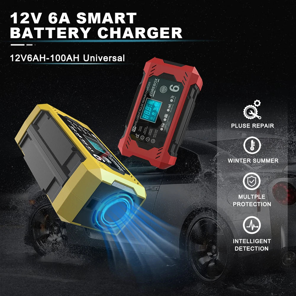 6A 12V Intelligent Automotive Battery Charger for Car & Motorcycle - Smart Lead-Acid Battery Maintenance image 8