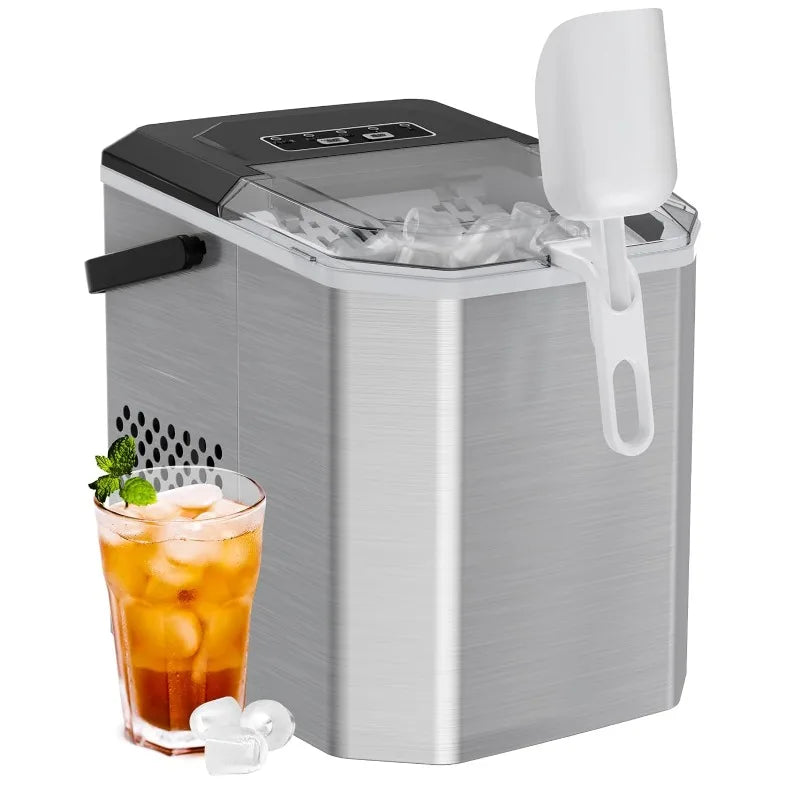 Silonn Ice Maker Countertop, Stainless Steel Portable Ice Machine with Carry Handle, Self-Cleaning Ice Makers image 0