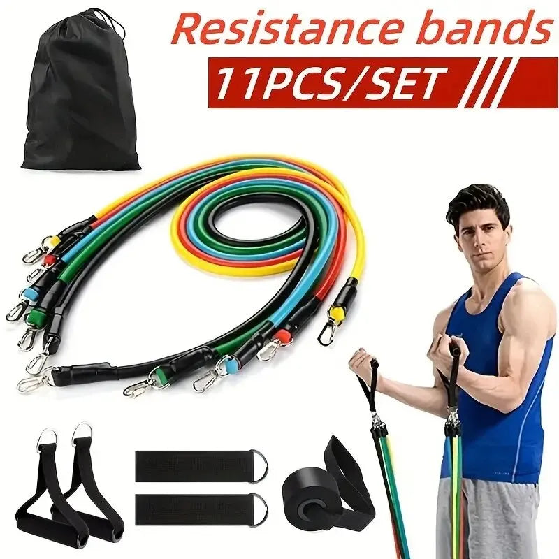 11pcs TPE Elastic Resistance Fitness Band Pull Set image 4