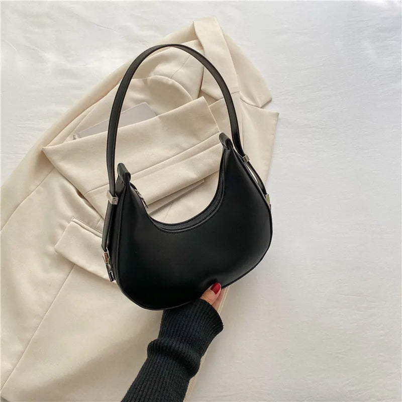 Luxury Underarm Tote Bags for Women ‚Äì Half Moon Hobo Bag, PU Leather Shoulder Bag & Clutch Purse - black, 20.5x 5.5x20.5cm image