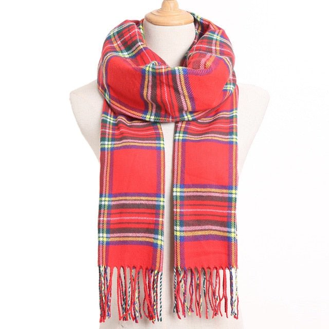 VIANOSI Plaid Winter Scarf for Women | Warm Foulard Solid Scarves | Casual Cashmere Scarfs - 21, 190CM X 35CM image