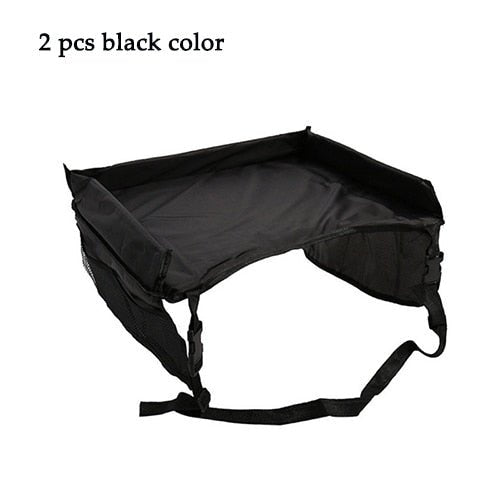 2PCS Waterproof Baby Car Seat Tray Stroller for Kid Toys, Games and Food - 2 black image