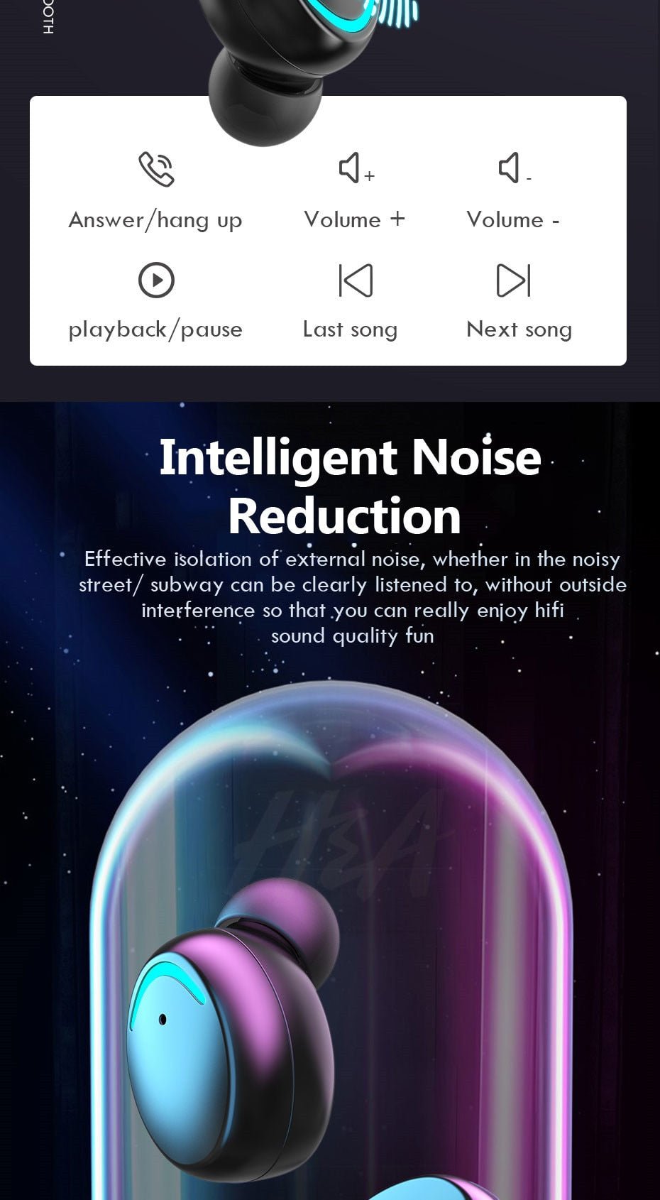 Waterproof Wireless Bluetooth Earphones With Microphone and Charging Box For iOS Android image 16