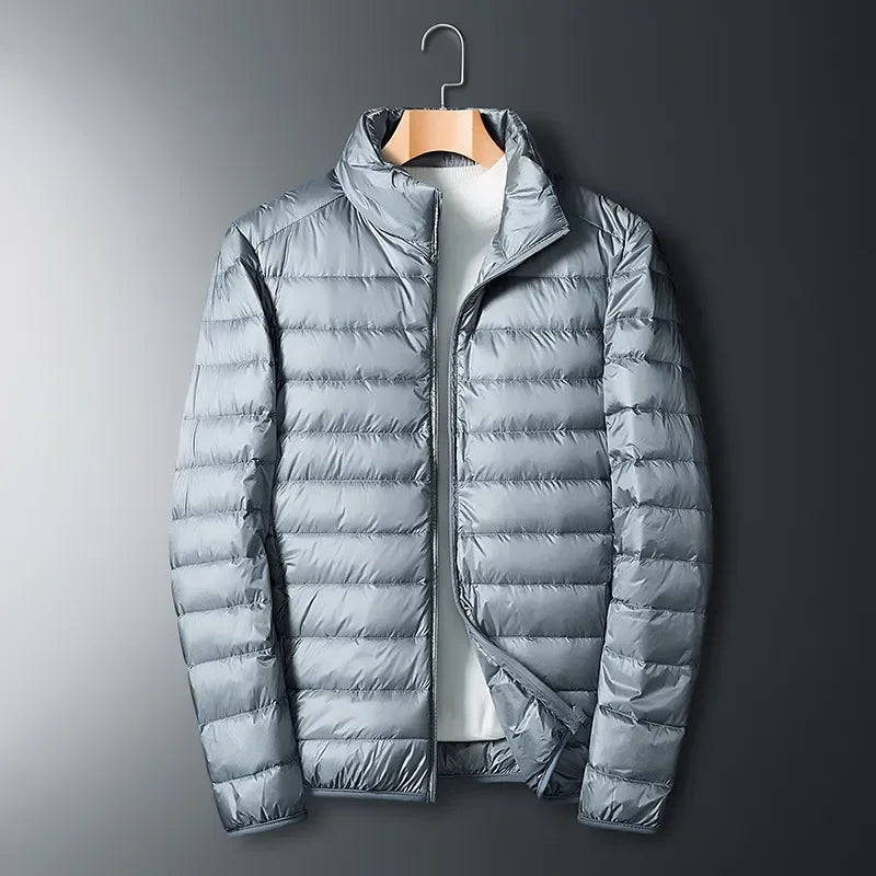 Ultra-Light Waterproof White Duck Down Jacket for Men | Casual & Portable Outdoor Winter Coat - GRAY, L image