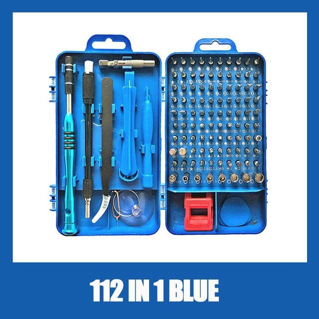 KALAIDUN 112 in 1 Magnetic Screwdriver Bit Torx Multi Mobile Phone Repair Tools Kit - 112 IN 1 BLUE image