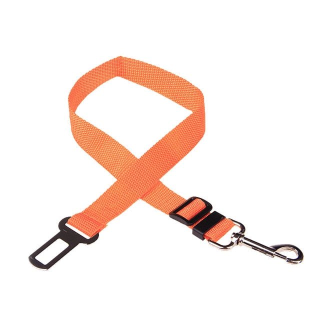Pet Dog and Cat Car Seat Belt | Adjustable Harness Seatbelt | Lead Leash for Small Medium Dogs Travel Clip - orange, 45-72cm width 2.5cm image