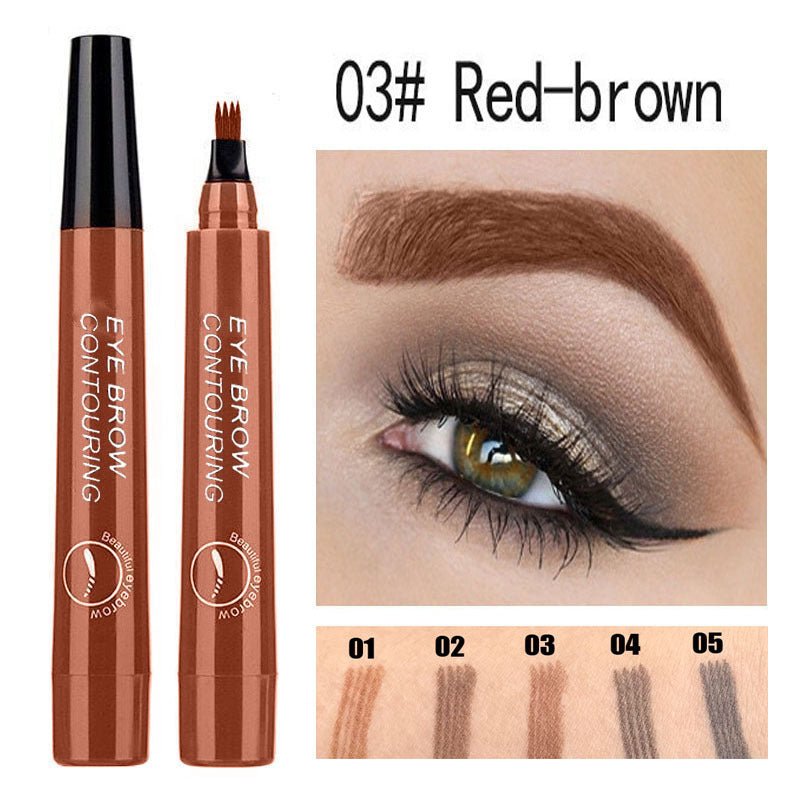 Four-Headed Eyebrow Pencil Waterproof Sweat-Proof Non-Fading Black Brown Liquid Eyebrow Pencil 4-Fork Eyebrow Pencil image 14