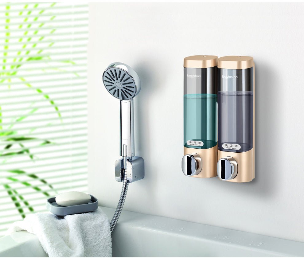 Liquid Soap Dispenser Wall Mount 300ml Bathroom Accessories Plastic Detergent Shampoo Dispensers Double Hand Kitchen Soap Bottle image 11