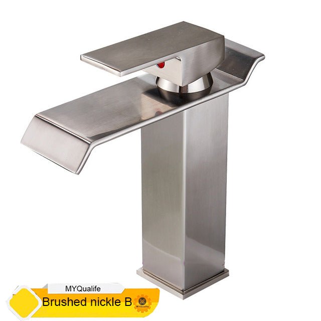 Deck Mount Waterfall Bathroom Faucet Vanity Vessel Sink Mixer Tap Cold Hot Water Tap image 0
