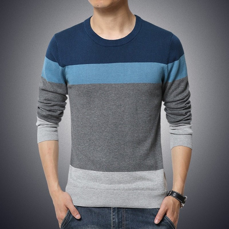 Autumn Casual Men's Sweater | O-Neck Striped Slim Fit Knittwear | Mens Sweaters Pullovers image 13