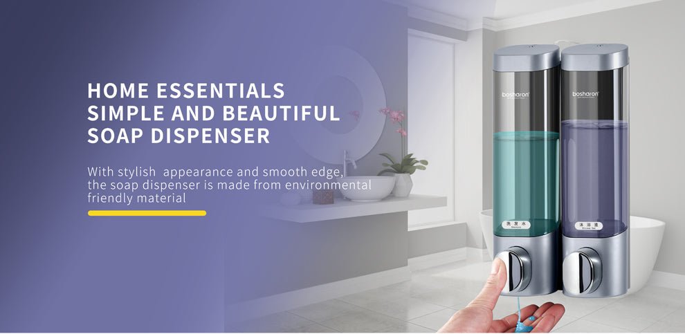 Liquid Soap Dispenser Wall Mount 300ml Bathroom Accessories Plastic Detergent Shampoo Dispensers Double Hand Kitchen Soap Bottle image 7