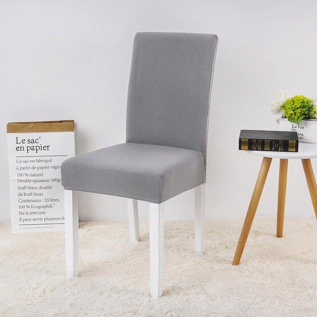 Spandex Desk Chair Seat Slipcovers - Light Grey, universal sizes image