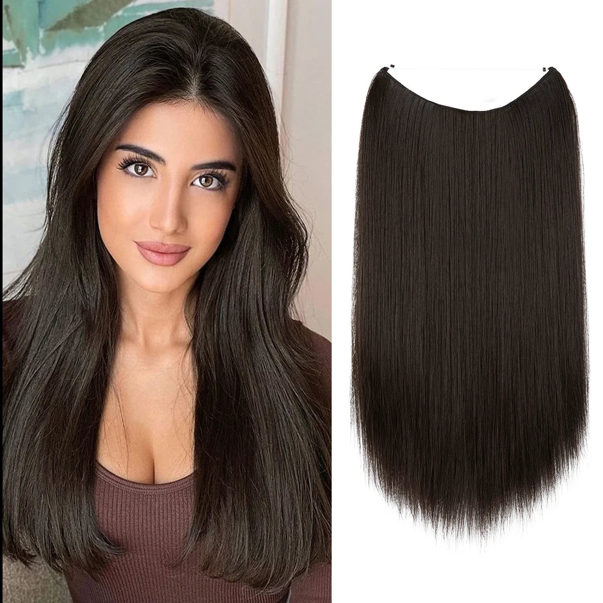 SARLA Halo Invisible Wire Synthetic Hair Extension-No Clip image 24