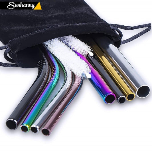 Colorful Reusable Stainless Steel Drinking Straw With Cleaning Brush image 0