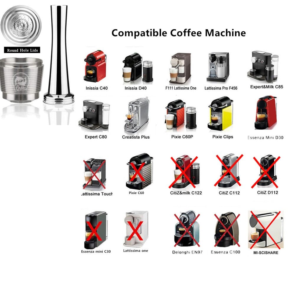 iCafilas Nespresso Reusable Refillable Capsule Pods Compatible With Nespresso Inissia capsula image 23