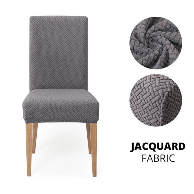 Elegant Jacquard Spandex Dining Chair Cover ‚Äì Stretch Fit for Weddings & Events - Style 2 grey, 2 pcs image