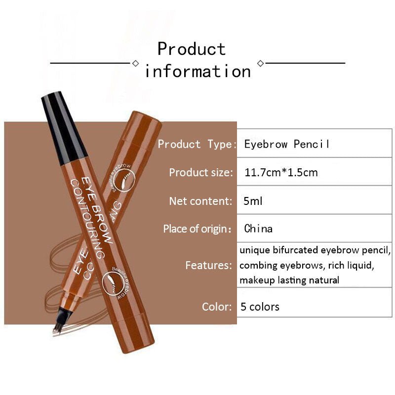 Four-Headed Eyebrow Pencil Waterproof Sweat-Proof Non-Fading Black Brown Liquid Eyebrow Pencil 4-Fork Eyebrow Pencil image 15