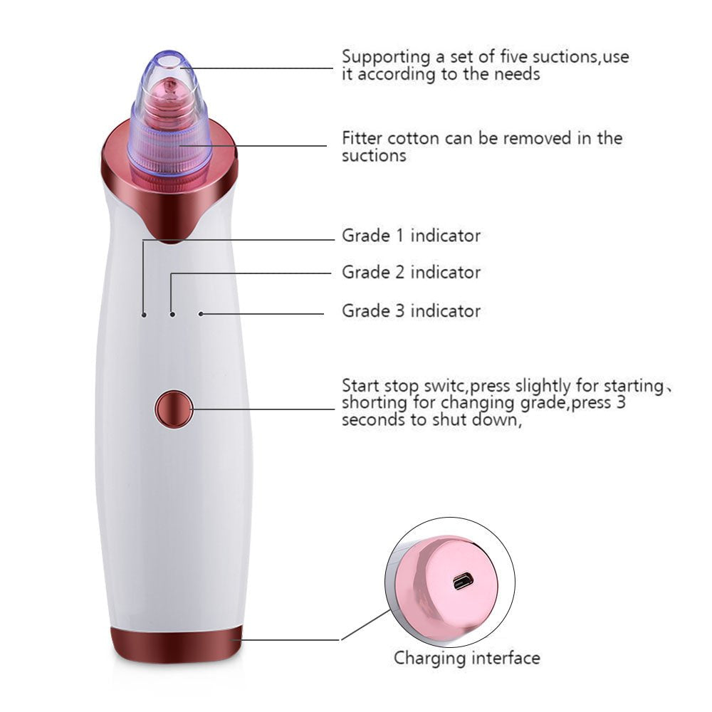 Electric Acne Remover | Blackhead Vacuum Extractor Tool | Black Spots Pore Cleaner image 2