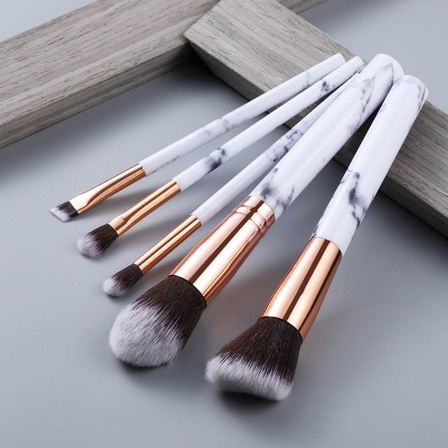 15Pcs Cosmetic Powder Eye Shadow Foundation Makeup Brushes Tool Set - 5pcs white image