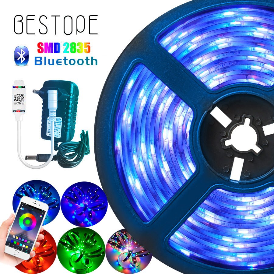 Bluetooth LED Strip RGB Light Tape | Waterproof LED Light Diode Ribbon Flexible with Bluetooth remote image 1
