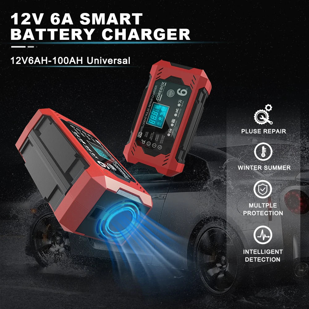 6A 12V Intelligent Automotive Battery Charger for Car & Motorcycle - Smart Lead-Acid Battery Maintenance image 19