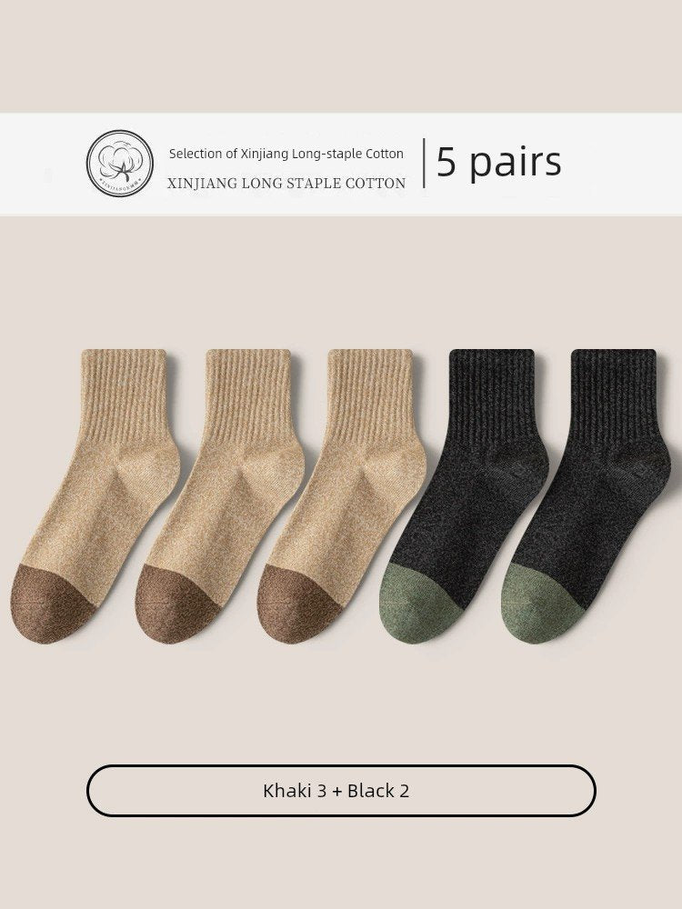 Socks Men's Pure Cotton Sweat Absorbing Breathable Spring, Autumn and Winter Socks image