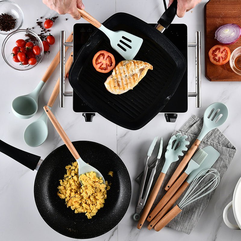 Heat Resistant Non-Stick Silicone Kitchenware Cooking Utensils Set With Storage Box Tools image 22