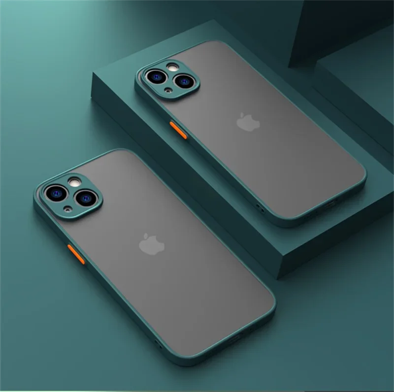 Shockproof Thin Matte Case For iPhone 15 14 13 12 11 Pro Max XR XS X 8 Plus Mini Silicone Bumper Clear Hard PC Protective Cover image 0