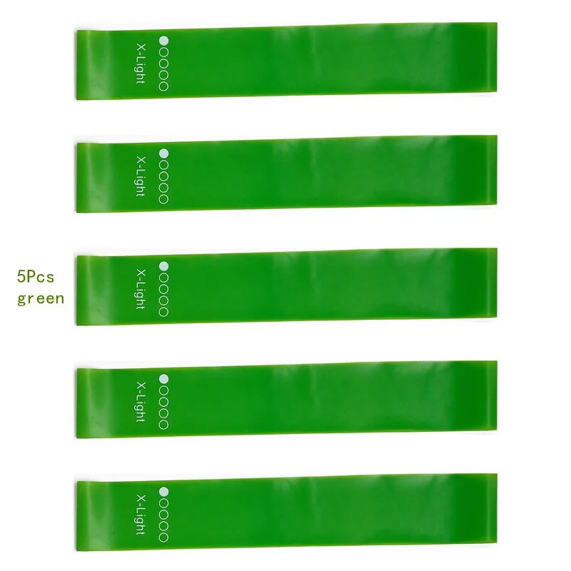 Yoga and Exercise Resistance Bands Set ‚Äì 5 Durable Bands for Strength, Flexibility, and Fitness Training - 5pcs green image