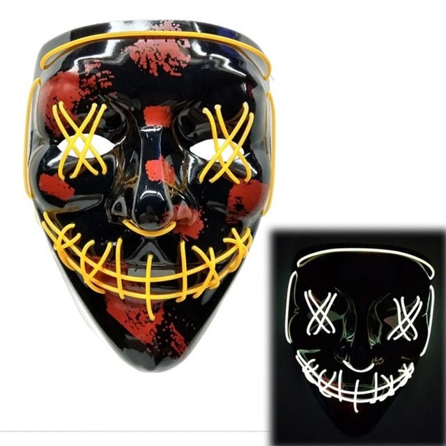 Halloween LED Purge Mascara Costume DJ Party Light Up Glow In Dark Masks image